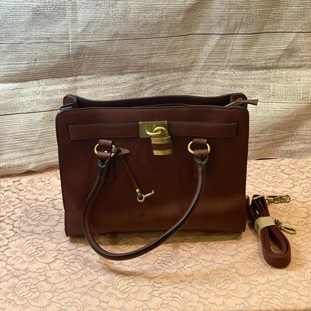 ModCloth burgundy briefcase bag - Picture 1 of 4